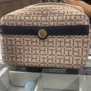 Tommy Hilfiger Tan and Black Monogram Cosmetic Case